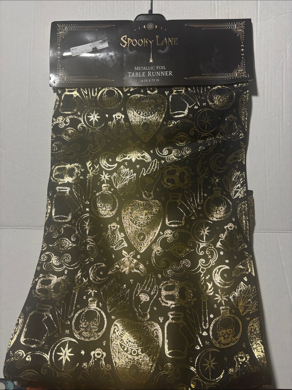 Halloween Black & Gold Metallic Foil table runner 14x72
